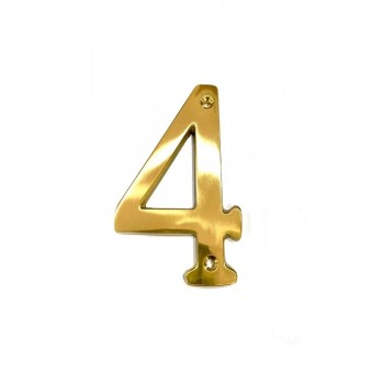 Oem mini βιδωτός αριθμός οικίας Νο 4 χρυσό γυαλιστερό