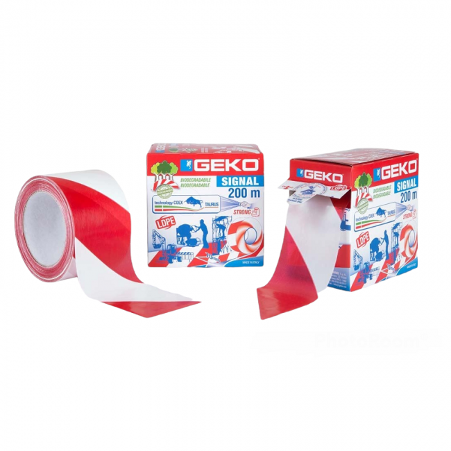 Geko ταινία σήμανσης 70 mm x 200 m λευκό-κόκκινο
