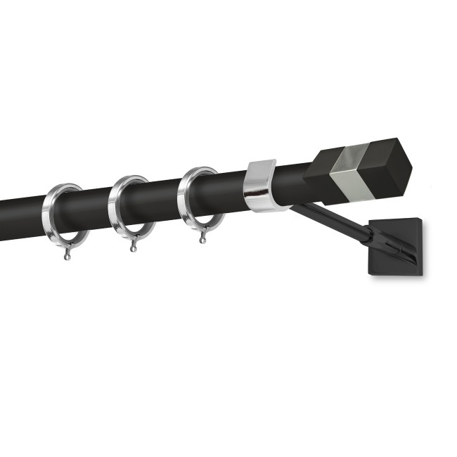 Perfect κουρτινόξυλο Ψαρά Φ25 μαύρο - χρώμιο