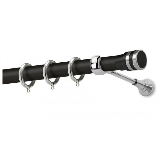 Perfect κουρτινόξυλο Ελαφόνησος Φ25 μαύρο - χρώμιο