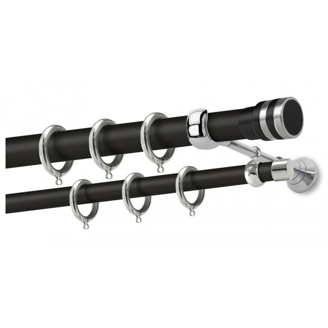 Perfect κουρτινόξυλο Ελαφόνησος Φ25 μαύρο - χρώμιο