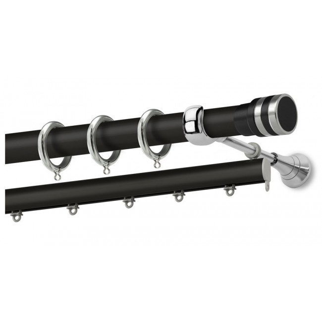 Perfect κουρτινόξυλο Ελαφόνησος Φ25 μαύρο - χρώμιο