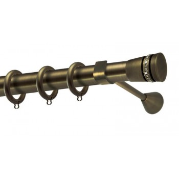 Perfect κουρτινόξυλο με στρας Λέρος Φ25 μπρονζέ