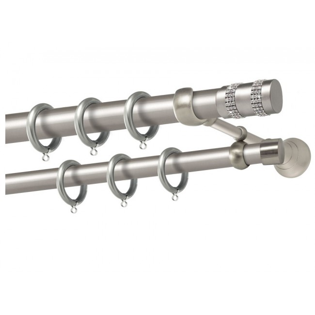 Perfect κουρτινόξυλο με στρας Λήμνος Φ25 νίκελ ματ