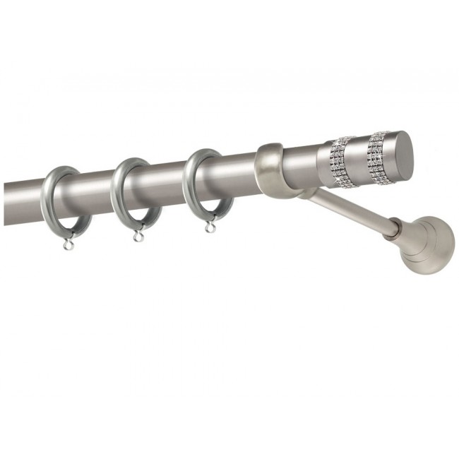 Perfect κουρτινόξυλο με στρας Λήμνος Φ25 νίκελ ματ