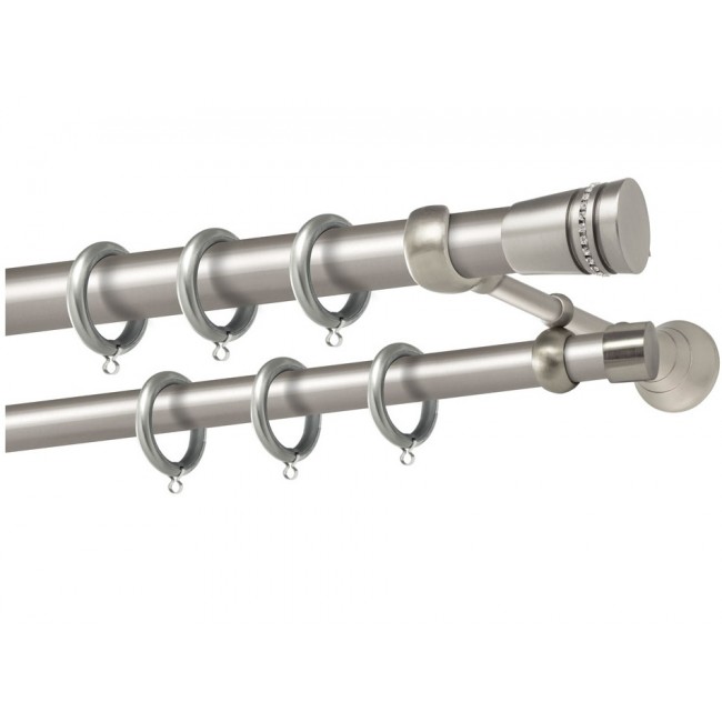 Perfect κουρτινόξυλο με στρας Λέρος Φ25 νίκελ ματ