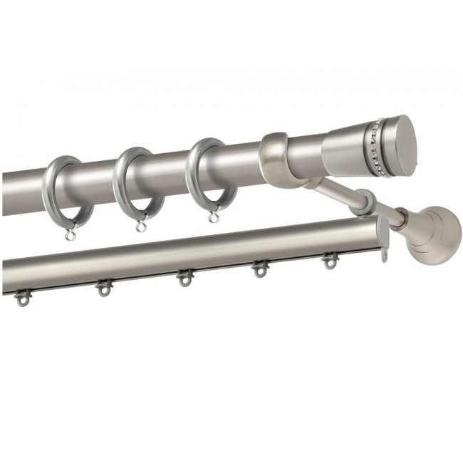 Perfect κουρτινόξυλο με στρας Λέρος Φ25 νίκελ ματ