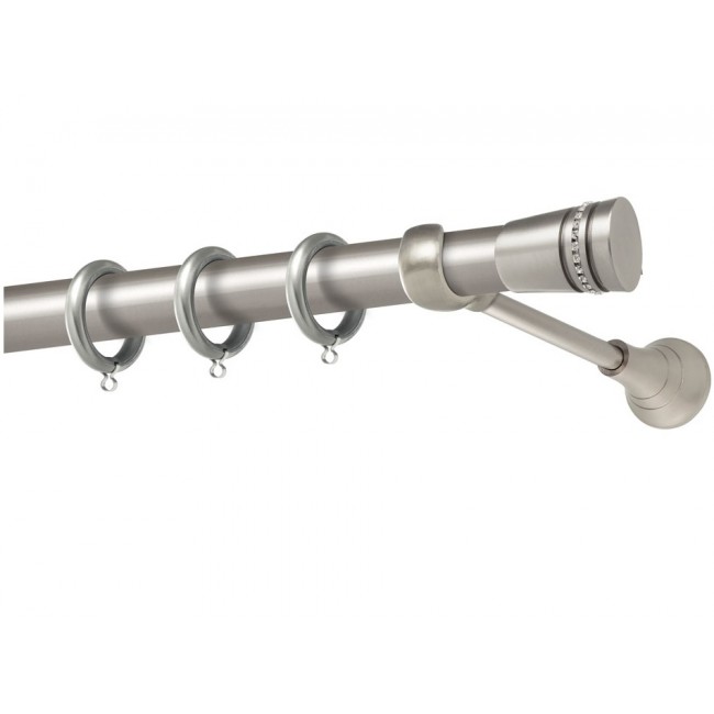 Perfect κουρτινόξυλο με στρας Λέρος Φ25 νίκελ ματ