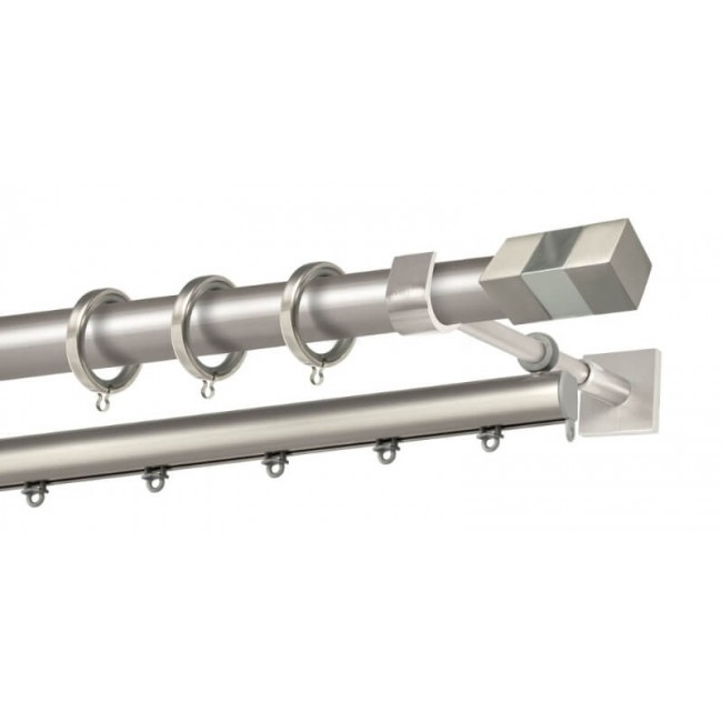 Perfect κουρτινόξυλο Ψαρά Φ25 νίκελ ματ - χρώμιο