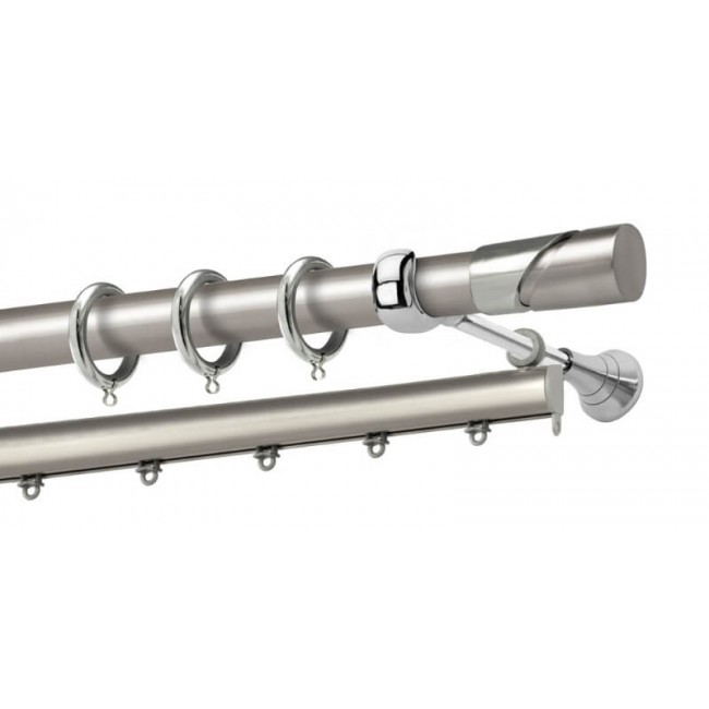 Perfect κουρτινόξυλο Κύθνος Φ25 νίκελ ματ - χρώμιο