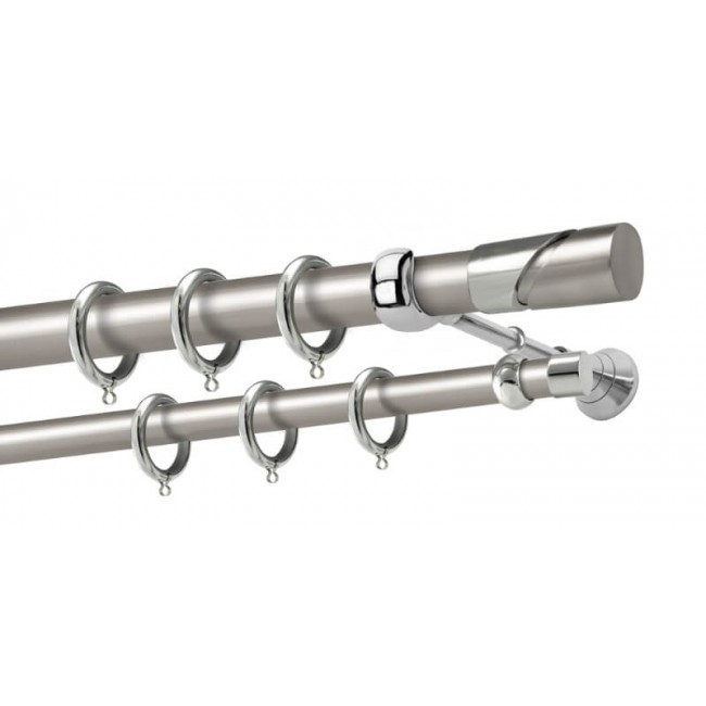 Perfect κουρτινόξυλο Κύθνος Φ25 νίκελ ματ - χρώμιο