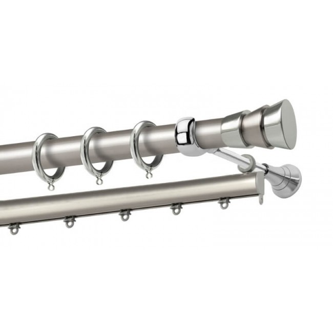 Perfect κουρτινόξυλο Λευκάδα Φ25 νίκελ ματ - χρώμιο