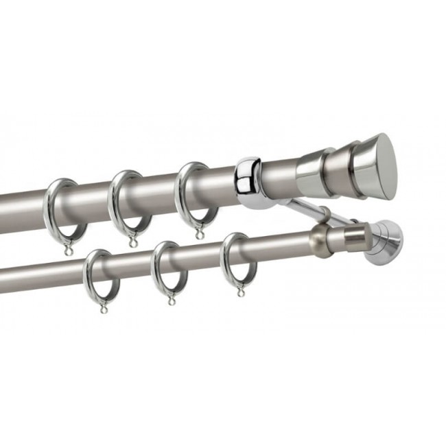 Perfect κουρτινόξυλο Λευκάδα Φ25 νίκελ ματ - χρώμιο