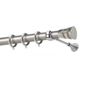 Perfect κουρτινόξυλο με στρας Λευκάδα Φ25 νίκελ ματ - χρώμιο